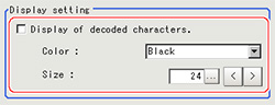 Measurement parameters - "Display setting" area