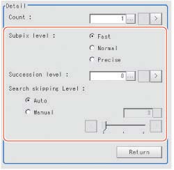 Measurement parameter - "Detail" area