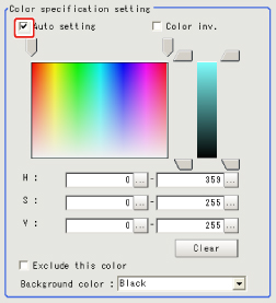 Color specification - "Color specification setting" area