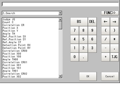 Setting Expression window - No function displayed