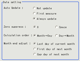 Date parameter - "Date setting" area