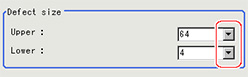 Measurement parameters - "Defect size" area