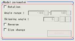 Model registration - "Model parameter" area