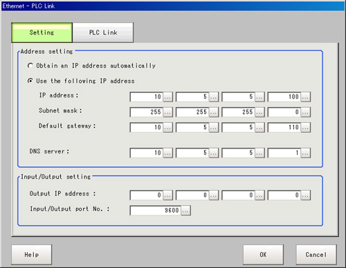 Ethernet - Communication settings