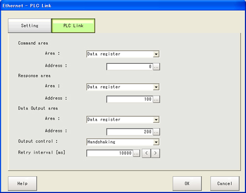 Ethernet - PLC link setting