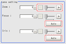 Screen adjustment settings - "Lens setting" area