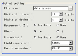 Output format - "Output setting" area