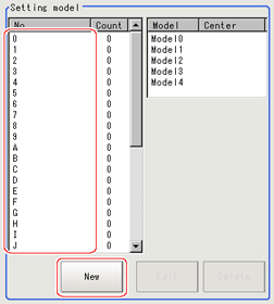 Model - "Setting model" area