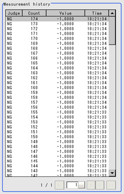 Measurement History Display - "Filter Setting" area