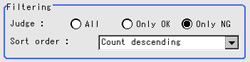 Measurement History Display - "Filter Setting" area