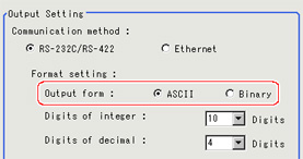 Output format - "Output setting" area