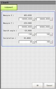 Processing item setting - Judgement window