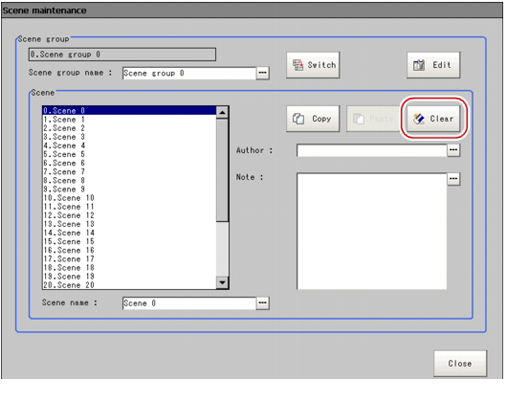 Scene Maintenance window