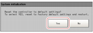 System Initialization Confirmation window