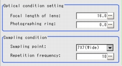 3D Setting (3D Coordinates) - Optical Condition Setting Area, Sampling Condition Area