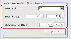 Model - Model Parameter: Size Change Area