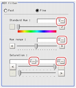 Filter Setting - HSV flter area