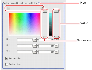 Color Spec - Color Specification Setting Area
