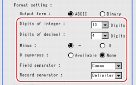 Output format - Output Setting area