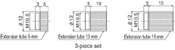 Illustration of various extension tubes