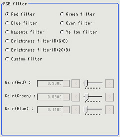 Filter setting - "RGB filter" area
