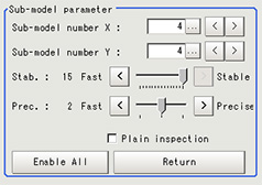 Model - "Sub-model parameter" area
