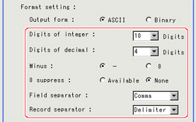 Output format - "Output setting" area
