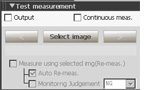 Main screen "Control" area - Test measurement settings
