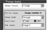Main screen "Control" area - Image display settings